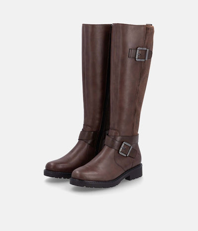 Remonte Casual Brown Buckle Leather Long Boots