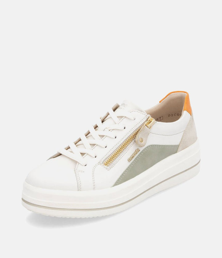 Remonte Pretty White/Orange Combi Wedge Sneaker