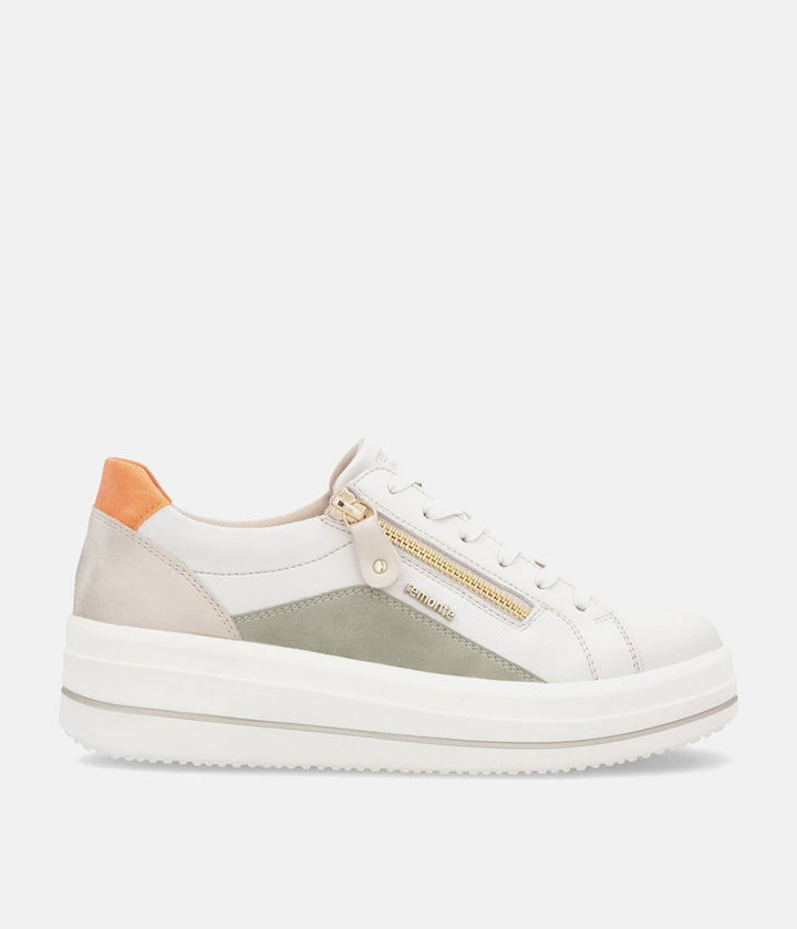 Remonte Pretty White/Orange Combi Wedge Sneaker