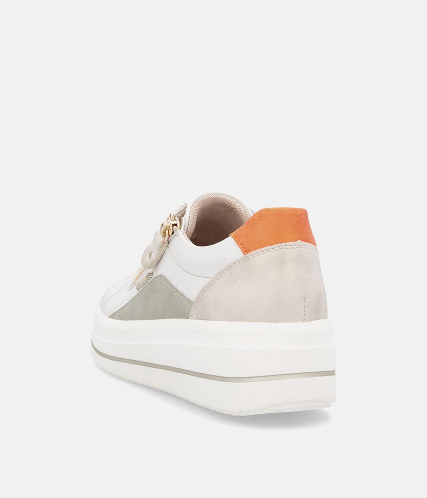 Remonte Pretty White/Orange Combi Wedge Sneaker