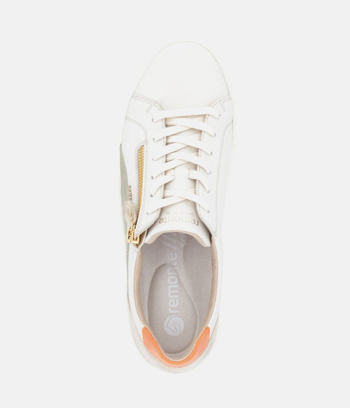 Remonte Pretty White/Orange Combi Wedge Sneaker