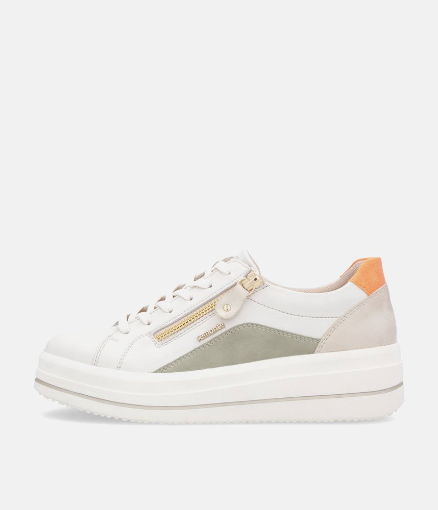 Remonte Pretty White/Orange Combi Wedge Sneaker