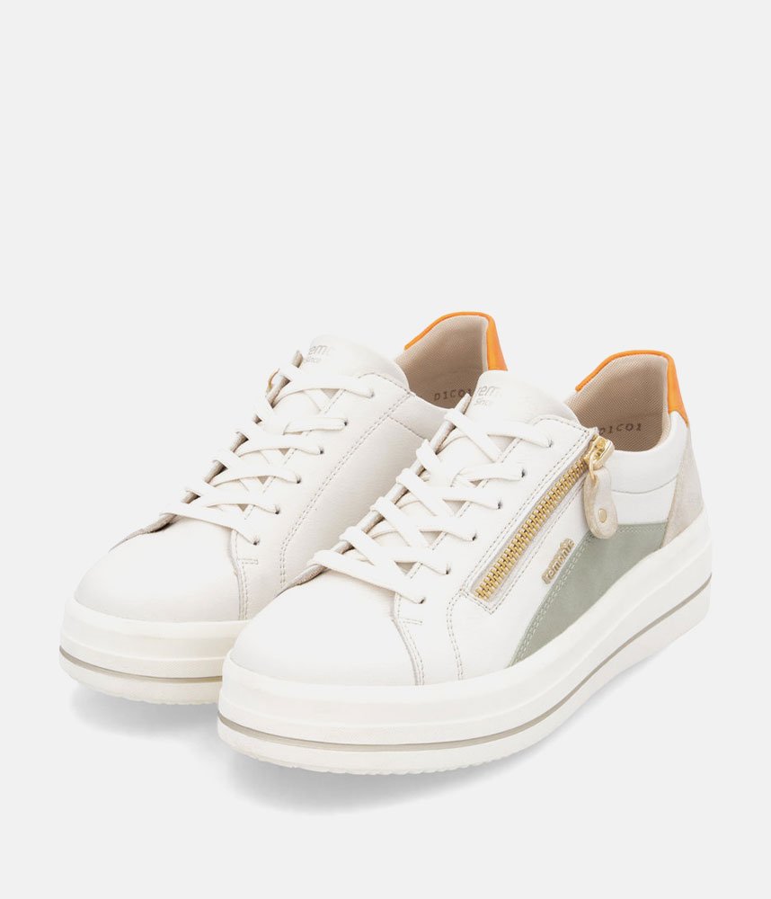 Remonte Pretty White/Orange Combi Wedge Sneaker