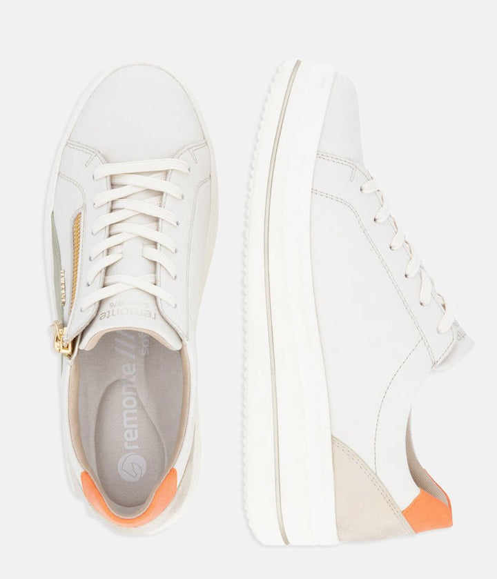 Remonte Pretty White/Orange Combi Wedge Sneaker