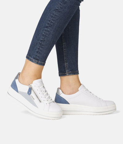 Remonte Pretty White/Blue Wedge Sneaker