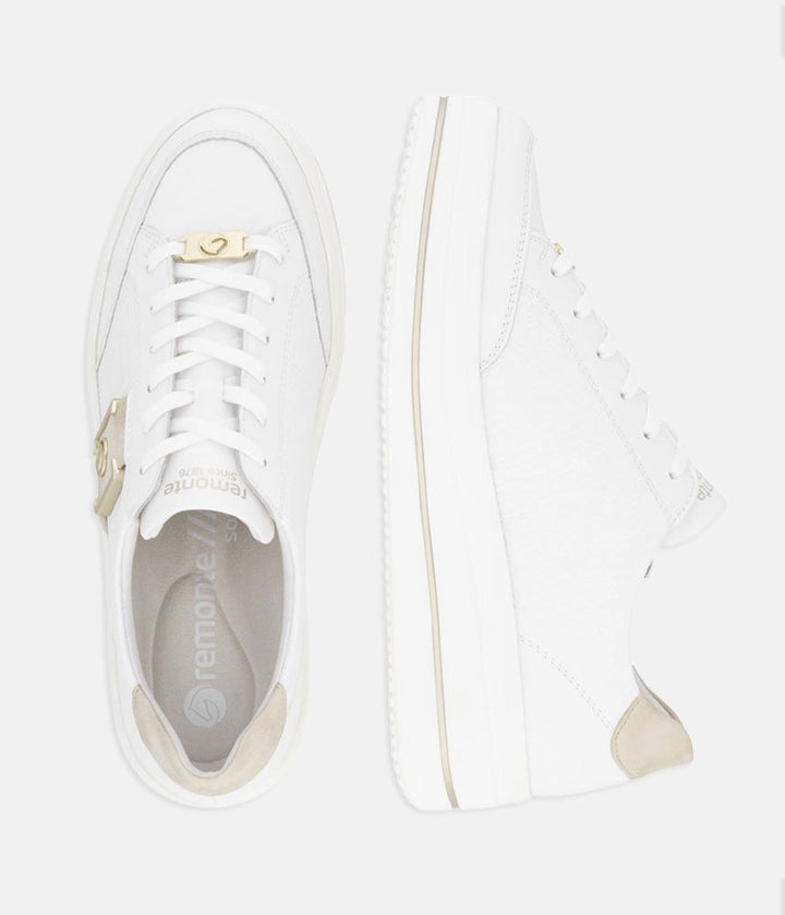 Remonte Stylish White/Gold Combi Trainers