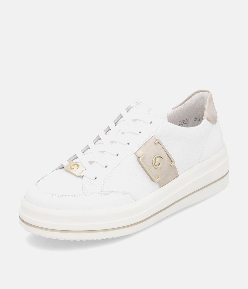 Remonte Stylish White/Gold Combi Trainers