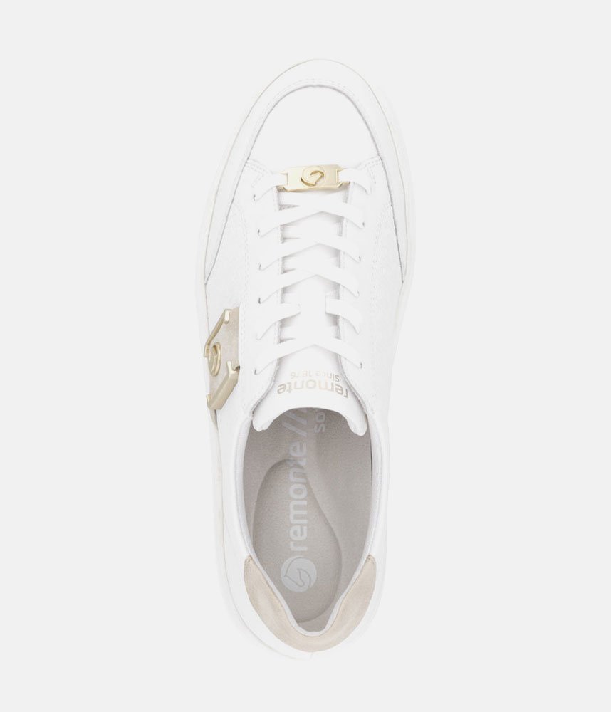 Remonte Stylish White/Gold Combi Trainers