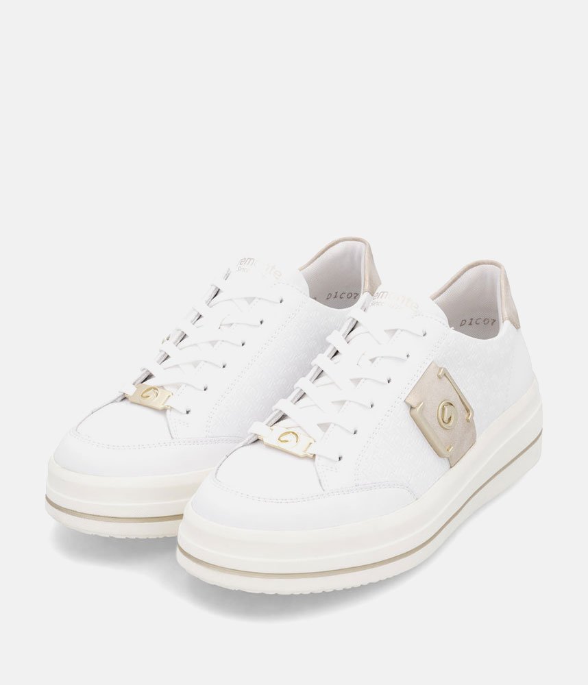 Remonte Stylish White/Gold Combi Trainers