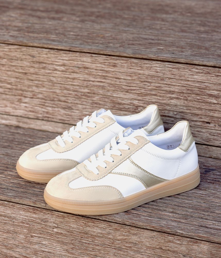 Remonte Trendy White/Gold Combi Trainers