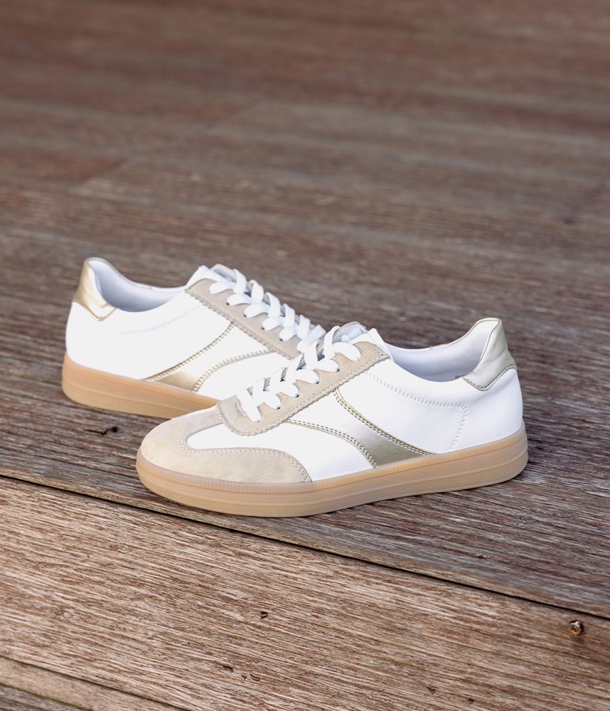 Remonte Trendy White/Gold Combi Trainers