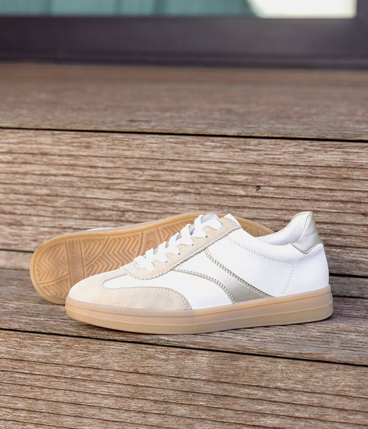 Remonte Trendy White/Gold Combi Trainers