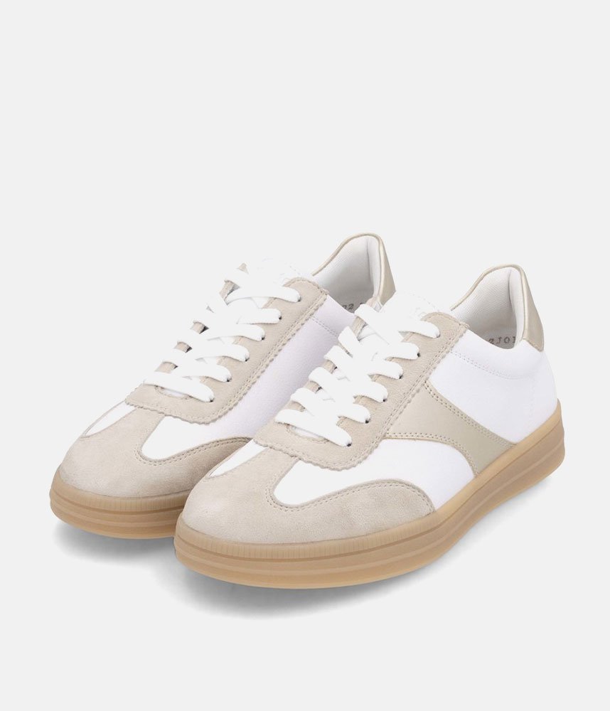 Remonte Trendy White/Gold Combi Trainers