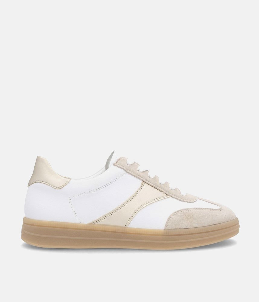 Remonte Trendy White/Gold Combi Trainers