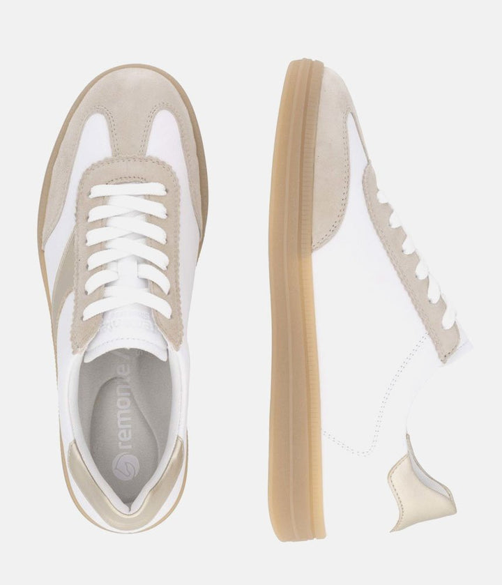 Remonte Trendy White/Gold Combi Trainers