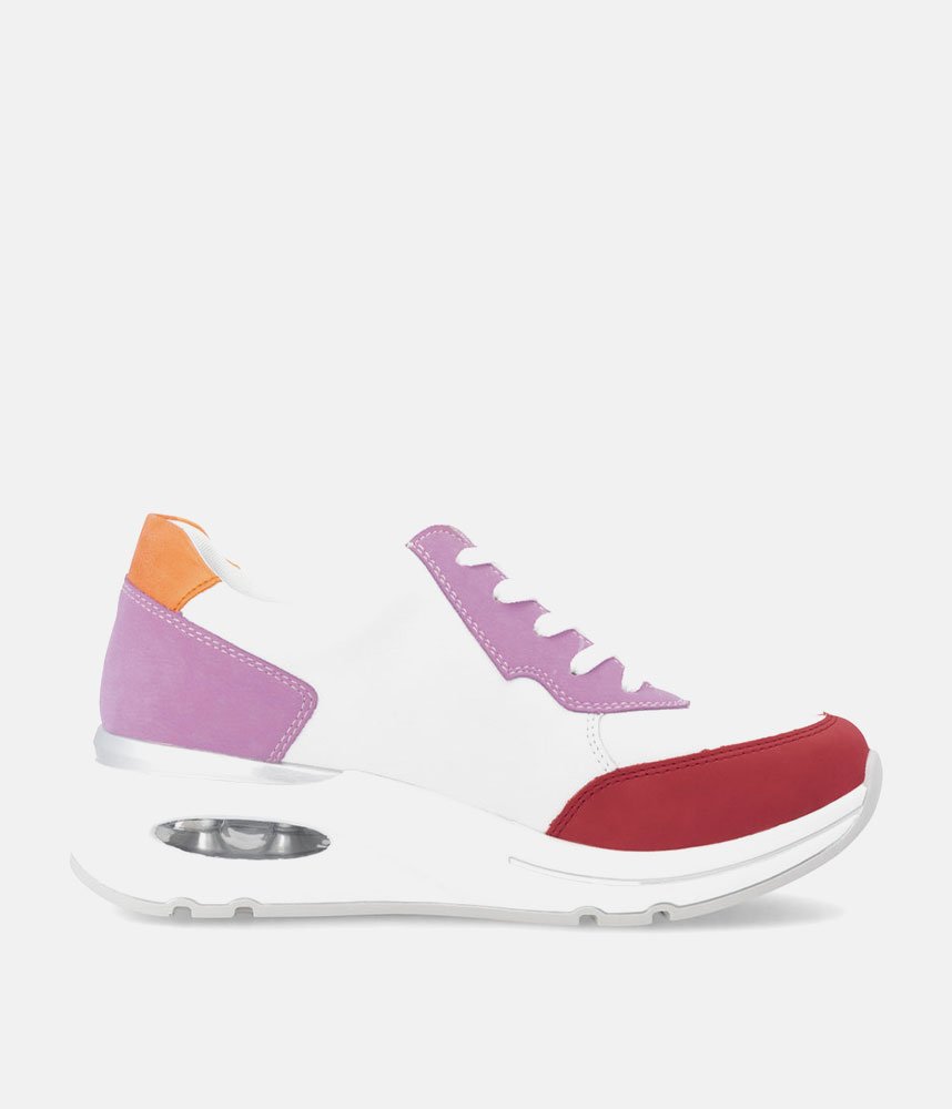 Remonte Colorful White Combi Wedge Trainers