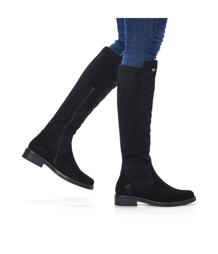 Remonte Fashionable Black Suede Knee High Boots