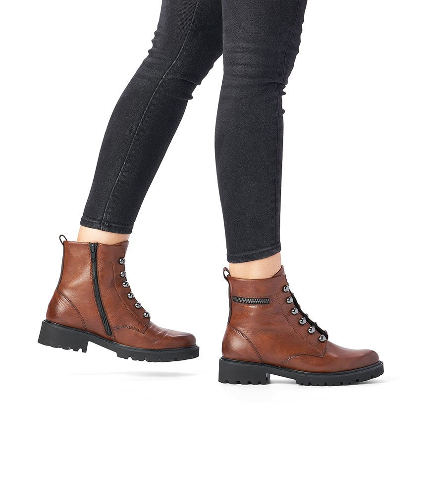 Remonte Versatile Chestnut Biker Style Ankle Boots