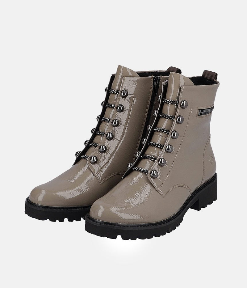 Remonte Fashionable Taupe Biker Style Ankle Boots