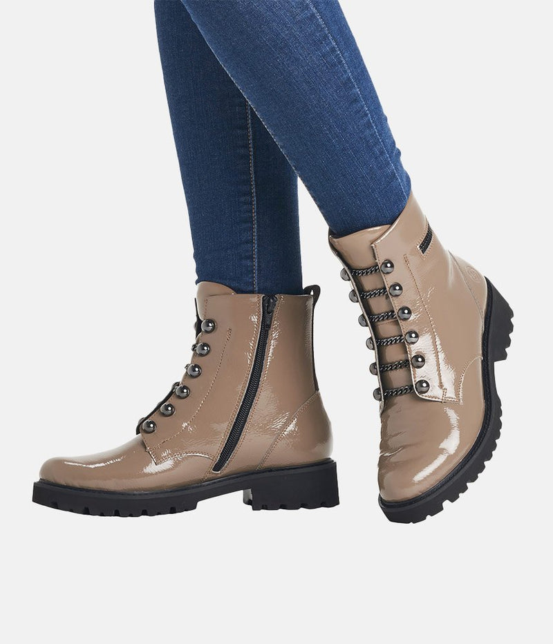 Remonte Fashionable Taupe Biker Style Ankle Boots