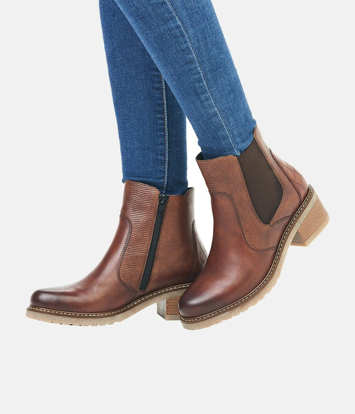 Remonte Combi Chestnut Leather Ankle Boots