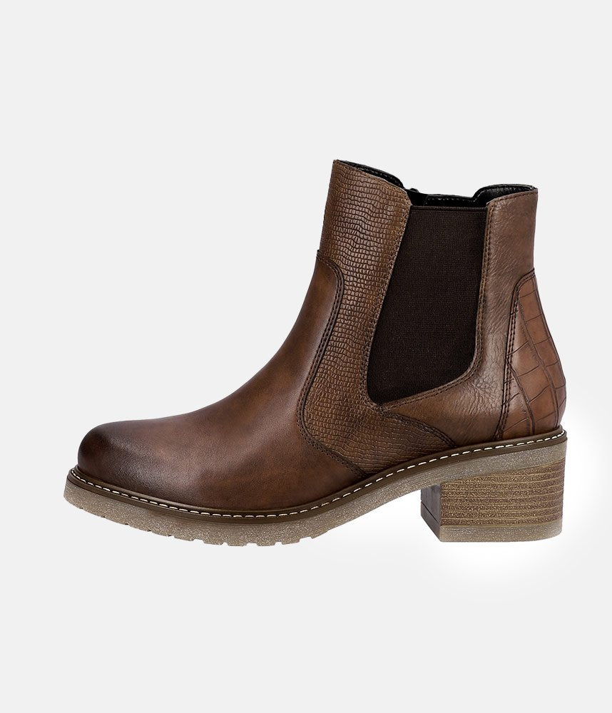 Remonte Combi Chestnut Leather Ankle Boots