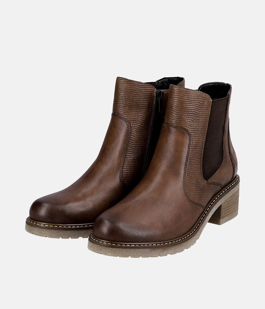 Remonte Combi Chestnut Leather Ankle Boots