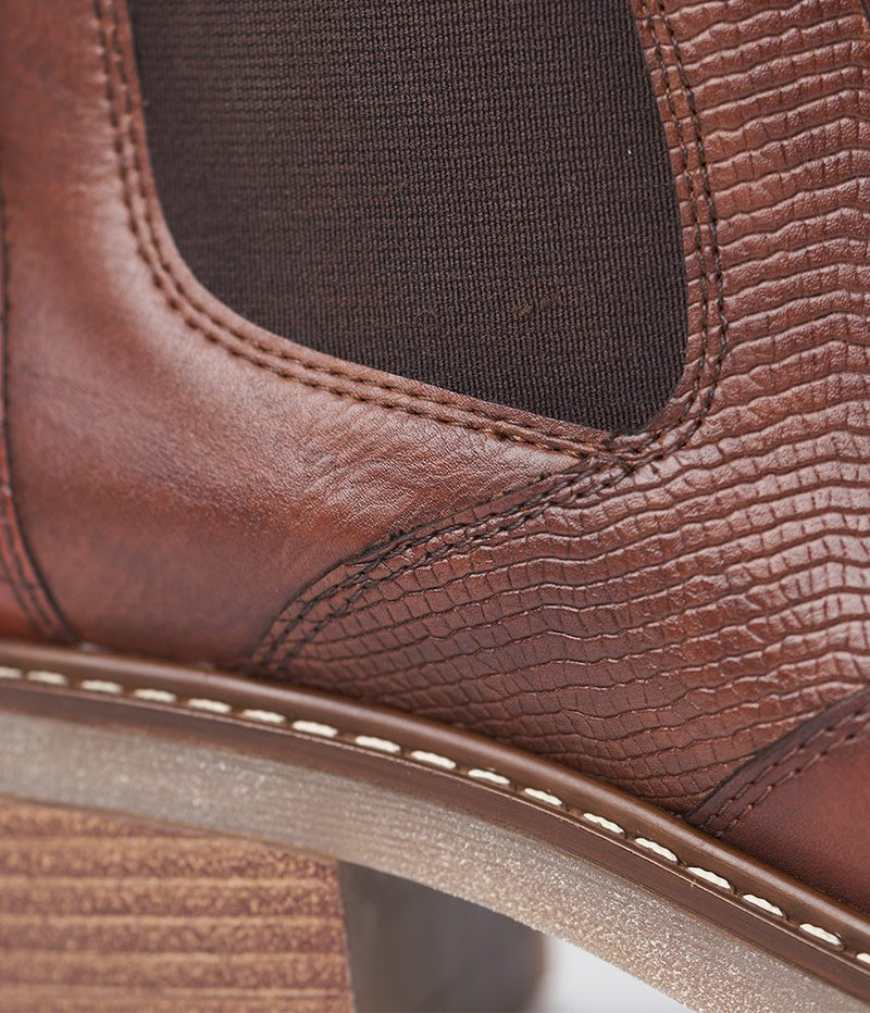 Remonte Combi Chestnut Leather Ankle Boots