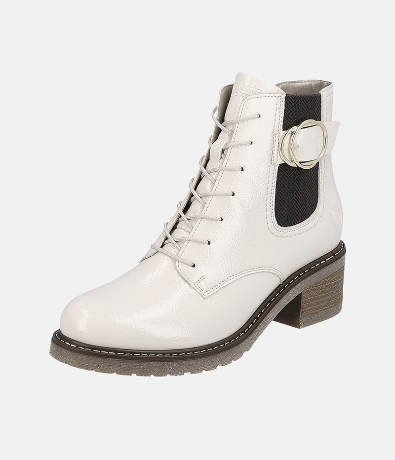 Remonte Fabulous Cream Patent Ankle Boots