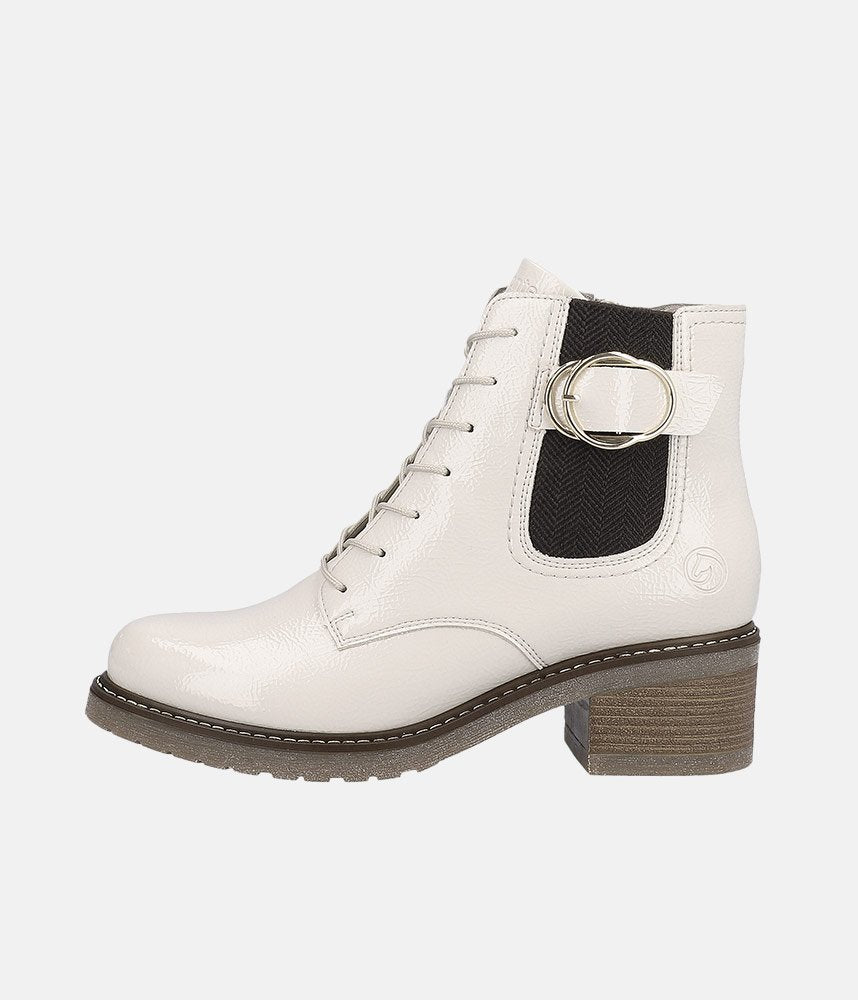 Remonte Fabulous Cream Patent Ankle Boots