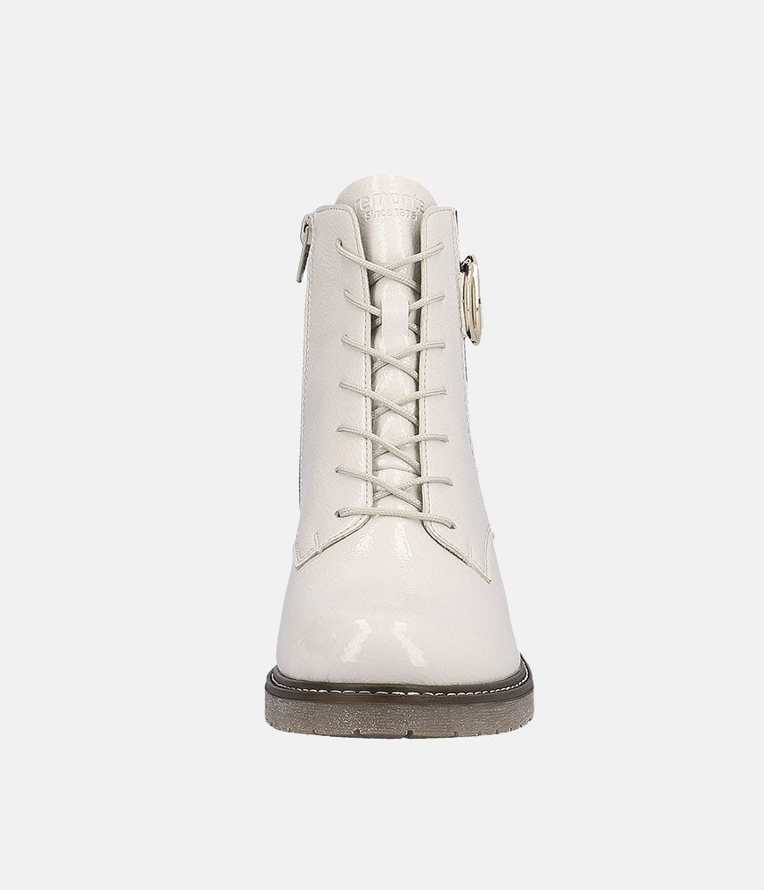 Remonte Fabulous Cream Patent Ankle Boots