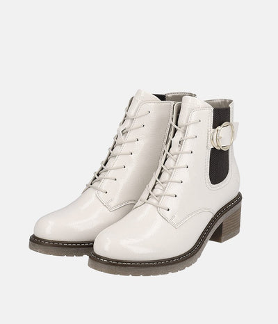 Remonte Fabulous Cream Patent Ankle Boots