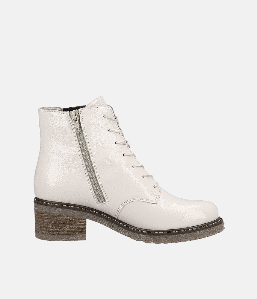 Remonte Fabulous Cream Patent Ankle Boots