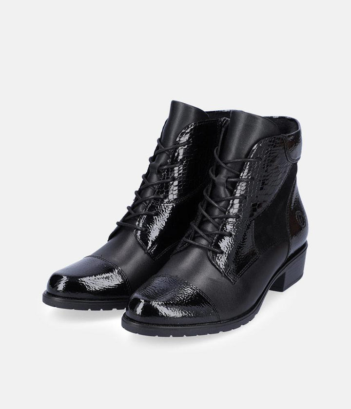 Remonte Stylish Black Lace Up Ankle Boots