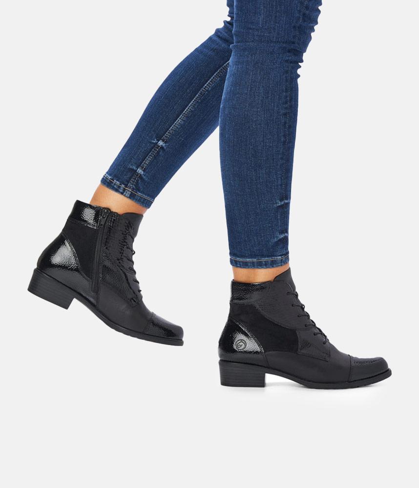 Remonte Stylish Black Lace Up Ankle Boots