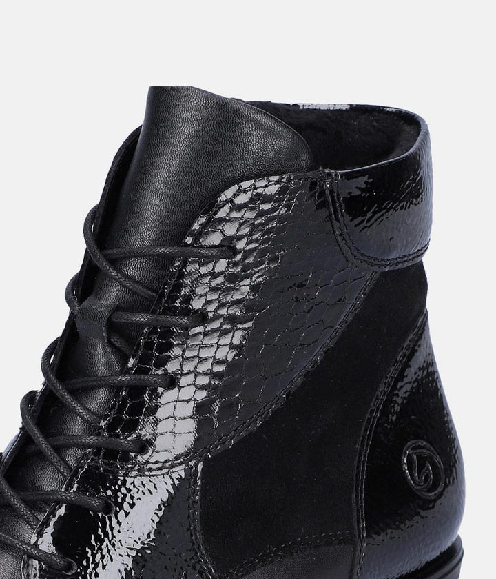 Remonte Stylish Black Lace Up Ankle Boots