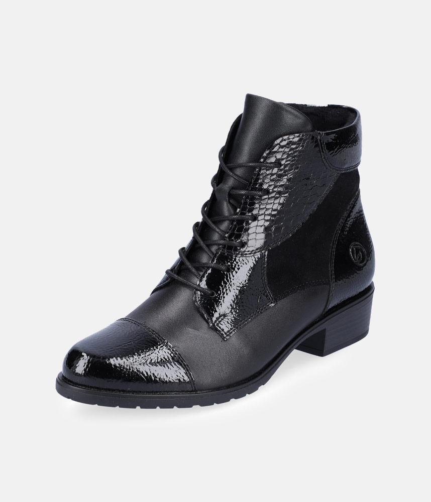 Remonte Stylish Black Lace Up Ankle Boots