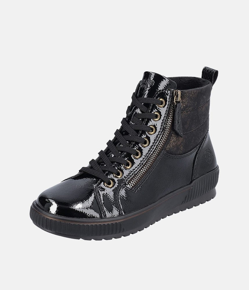 Remonte Black Patent Sneaker Booties