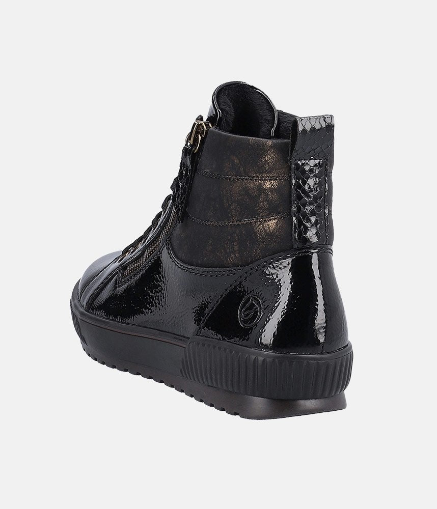 Remonte Black Patent Sneaker Booties