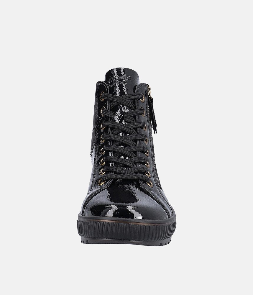 Remonte Black Patent Sneaker Booties