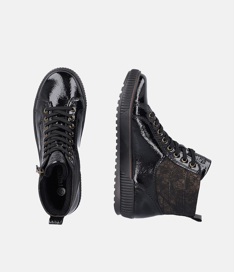 Remonte Black Patent Sneaker Booties