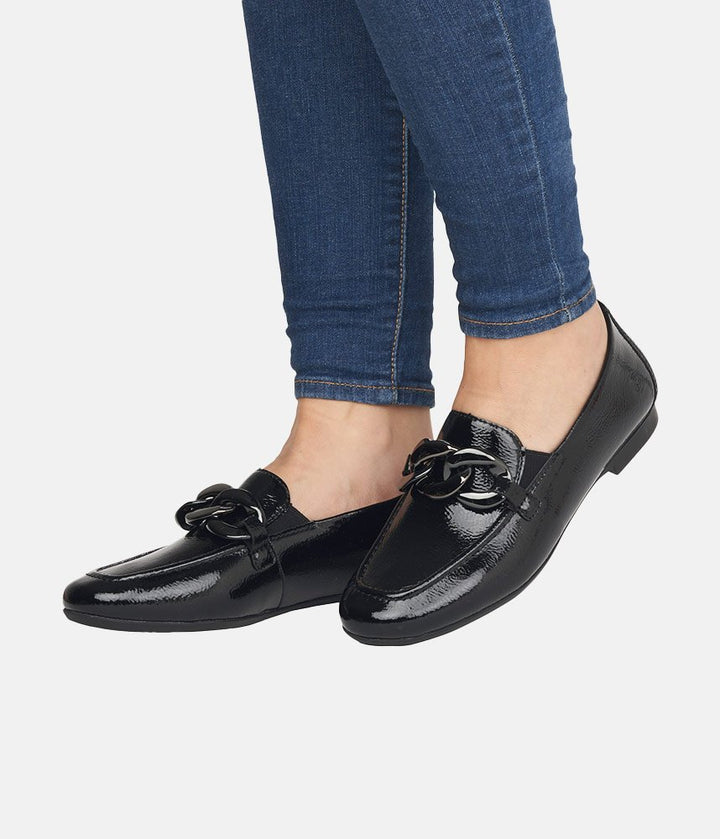 Remonte Stylish Black Patent Slip On Shoe