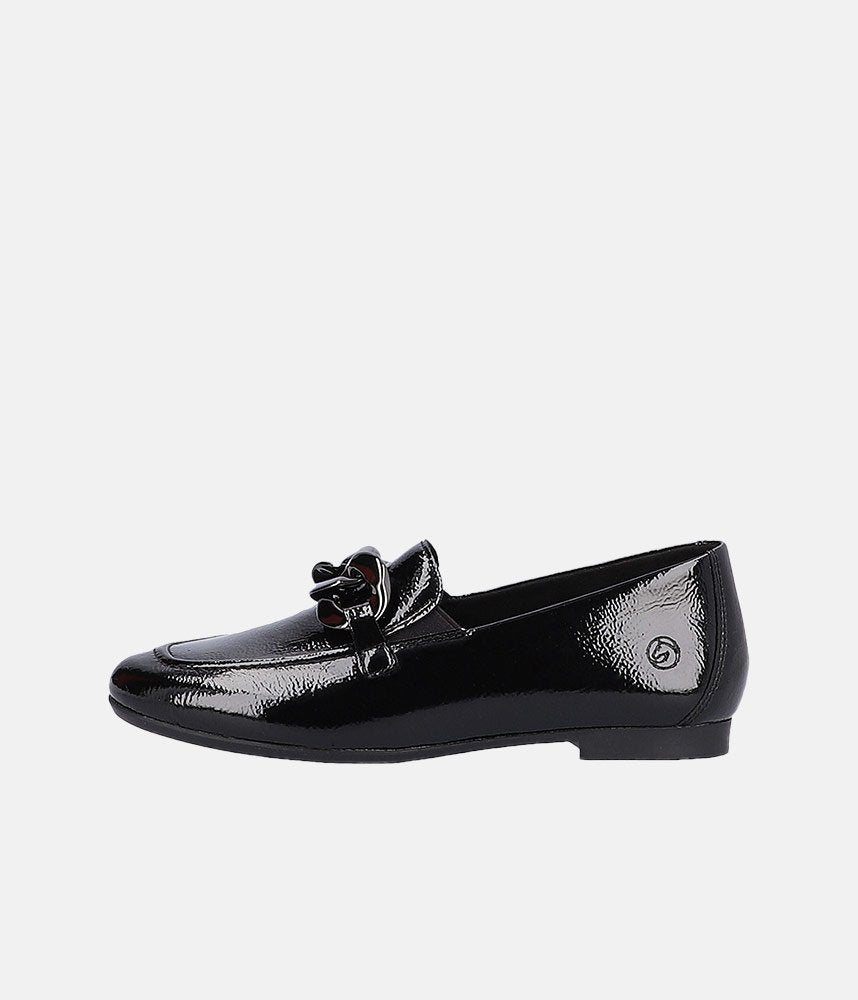 Remonte Stylish Black Patent Slip On Shoe