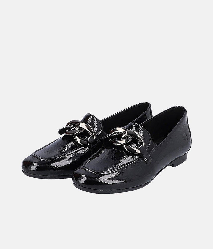 Remonte Stylish Black Patent Slip On Shoe