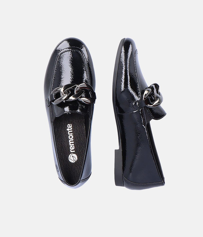 Remonte Stylish Black Patent Slip On Shoe