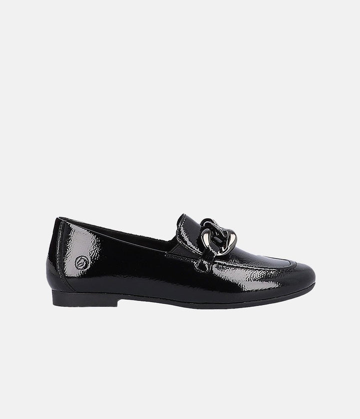 Remonte Stylish Black Patent Slip On Shoe