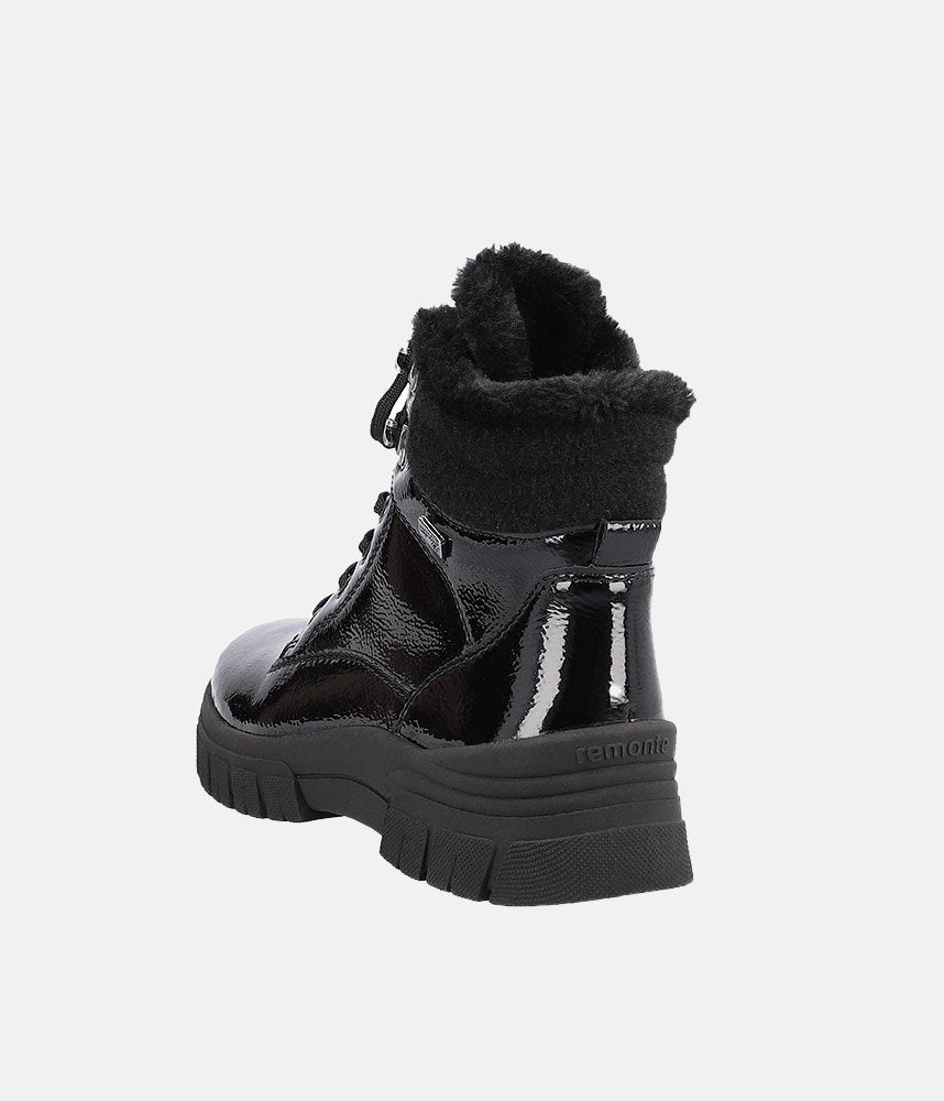 Remonte Cozy Wool Lined Black Patent Winter Boots