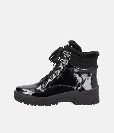 Remonte Cozy Wool Lined Black Patent Winter Boots