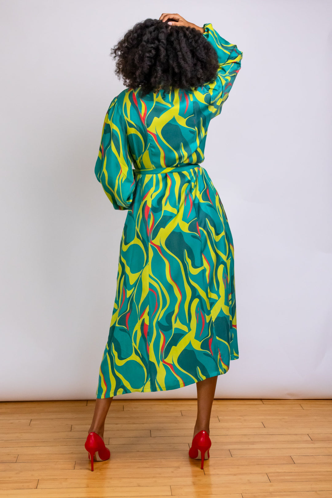 Denver Abstract Printed Midi-length Shirt Dress