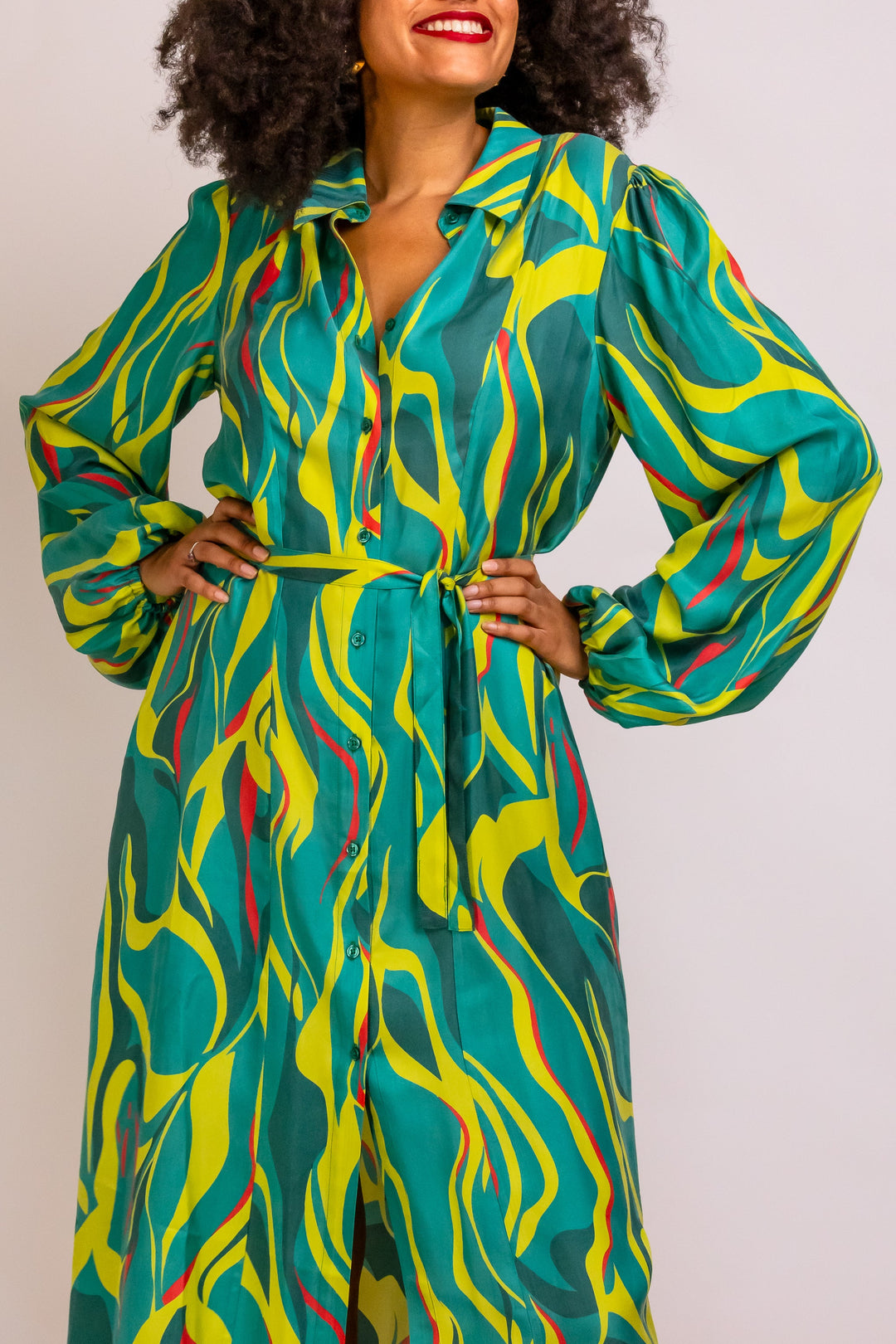 Denver Abstract Printed Midi-length Shirt Dress